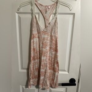 Body Touch Peach & White marbled nighty dress with lace Size Medium